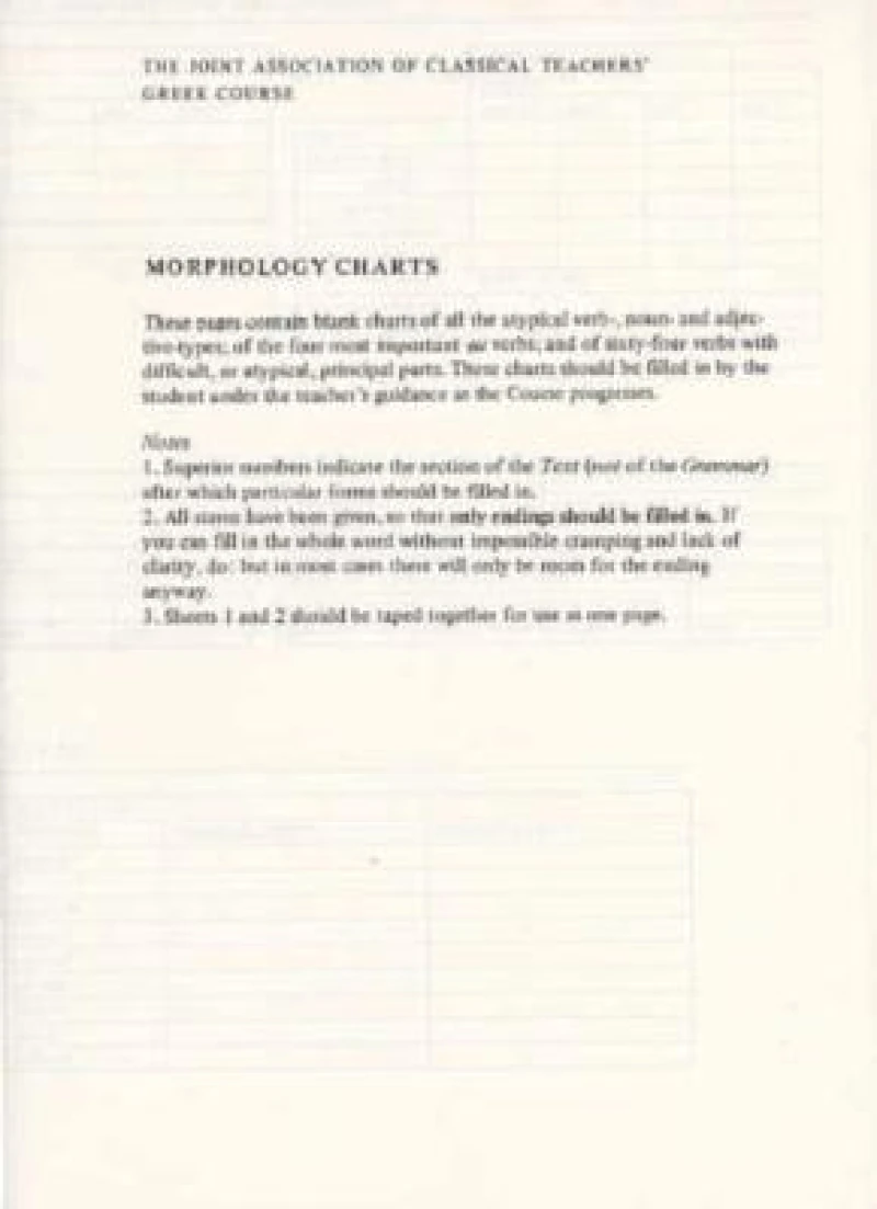 Reading Greek: Morphology Charts