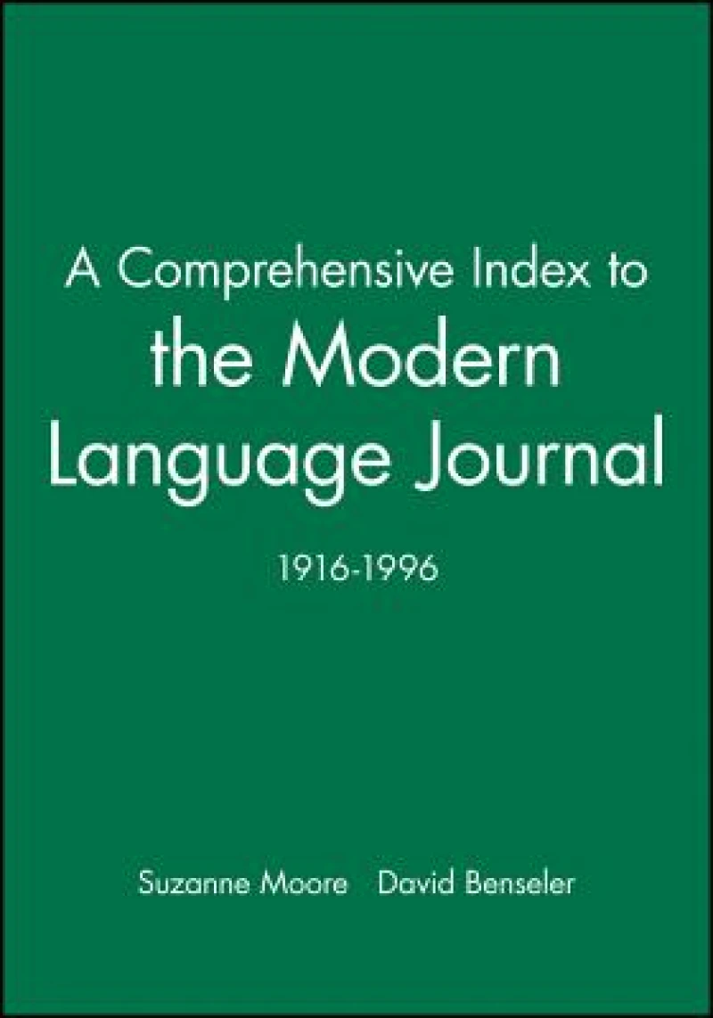 A Comprehensive Index to the Modern Language Journal