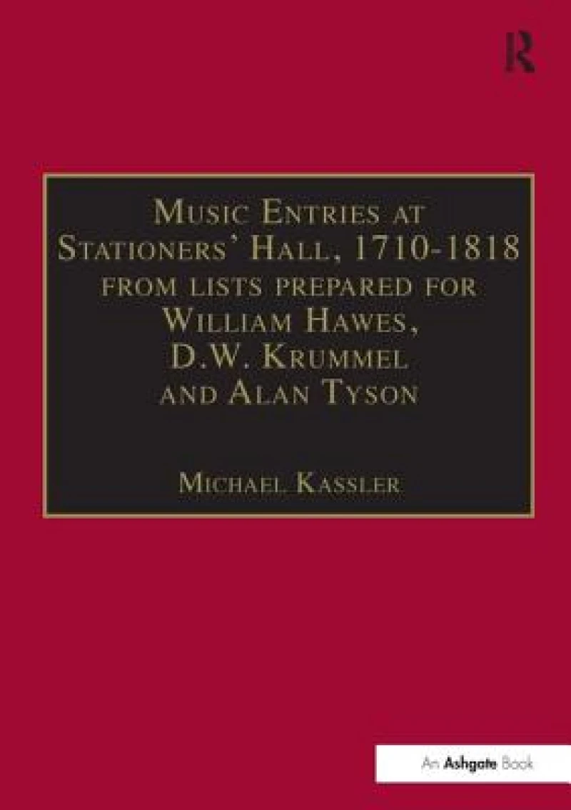 Music Entries at Stationers' Hall, 1710–1818