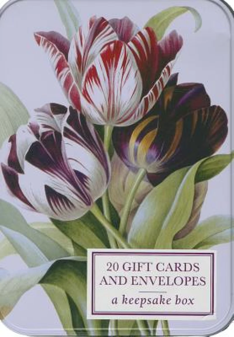Tin Box of 20 Gift Cards and Envelopes: Redoute Tulip