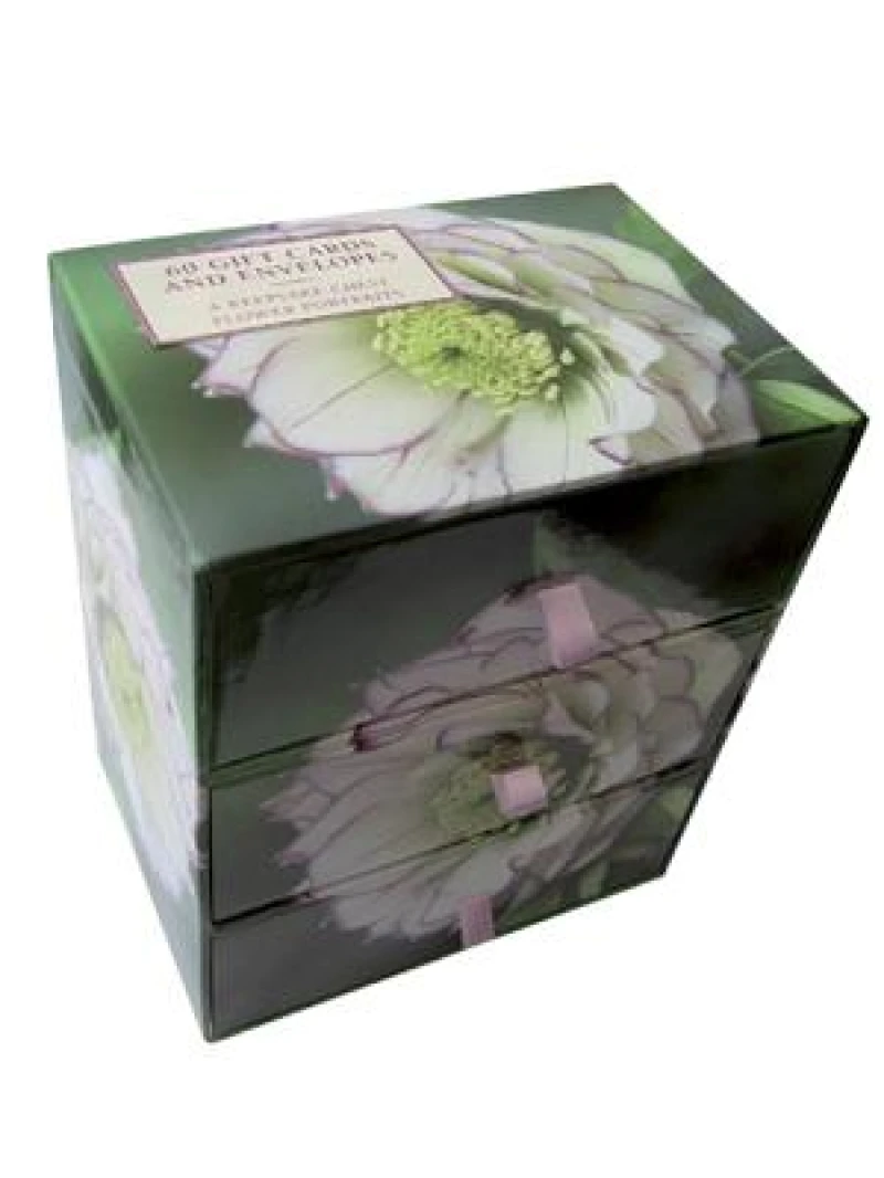 Three-drawer Card Box 60 Gift Cards and Envelopes: Flower Portraits