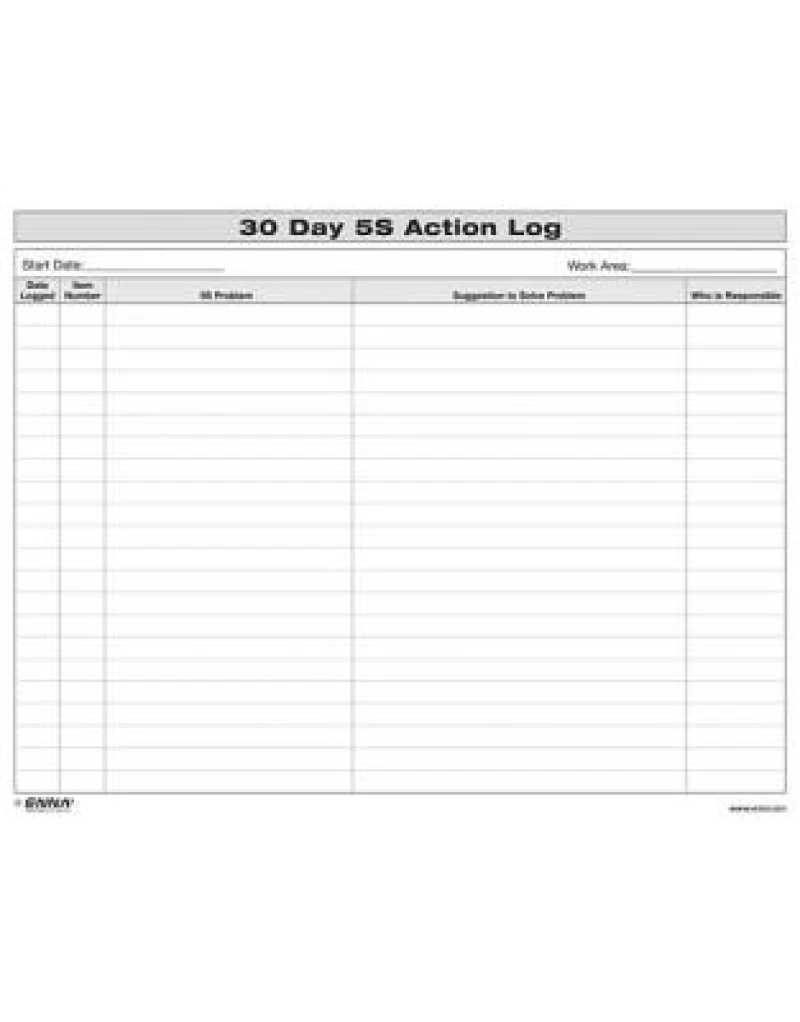 5S: 30 Day Action Log