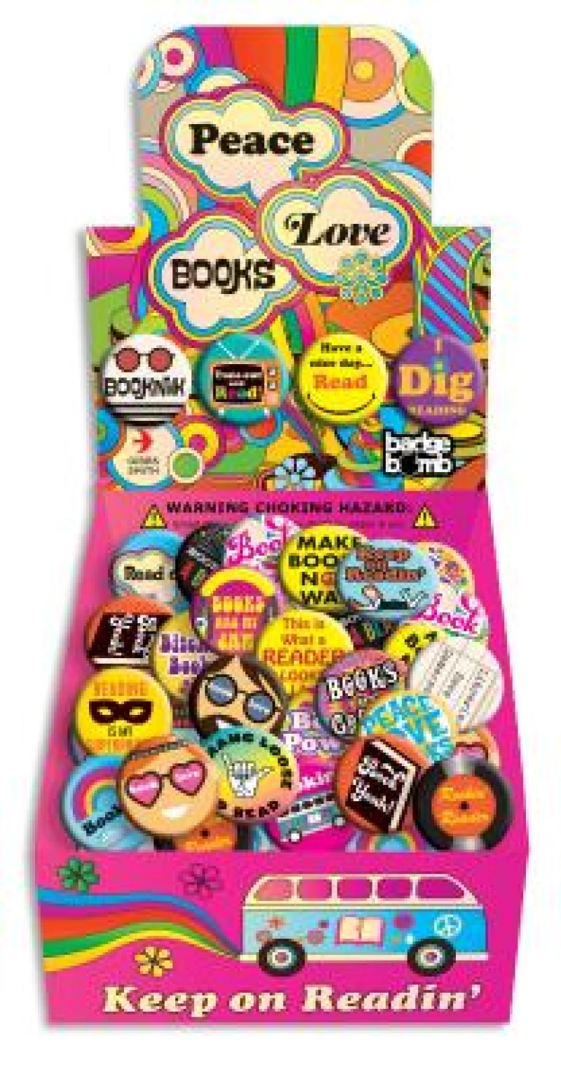Peace, Love and Books Button Box