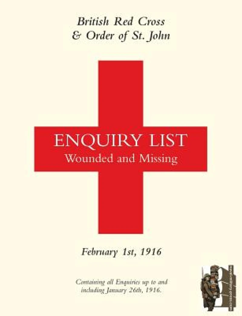 British Red Cross and Order of St John Enquiry List for Wounded and Missing