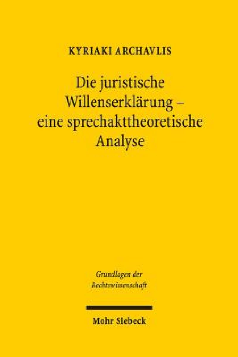 Die juristische Willenserklarung - eine sprechakttheoretische Analyse