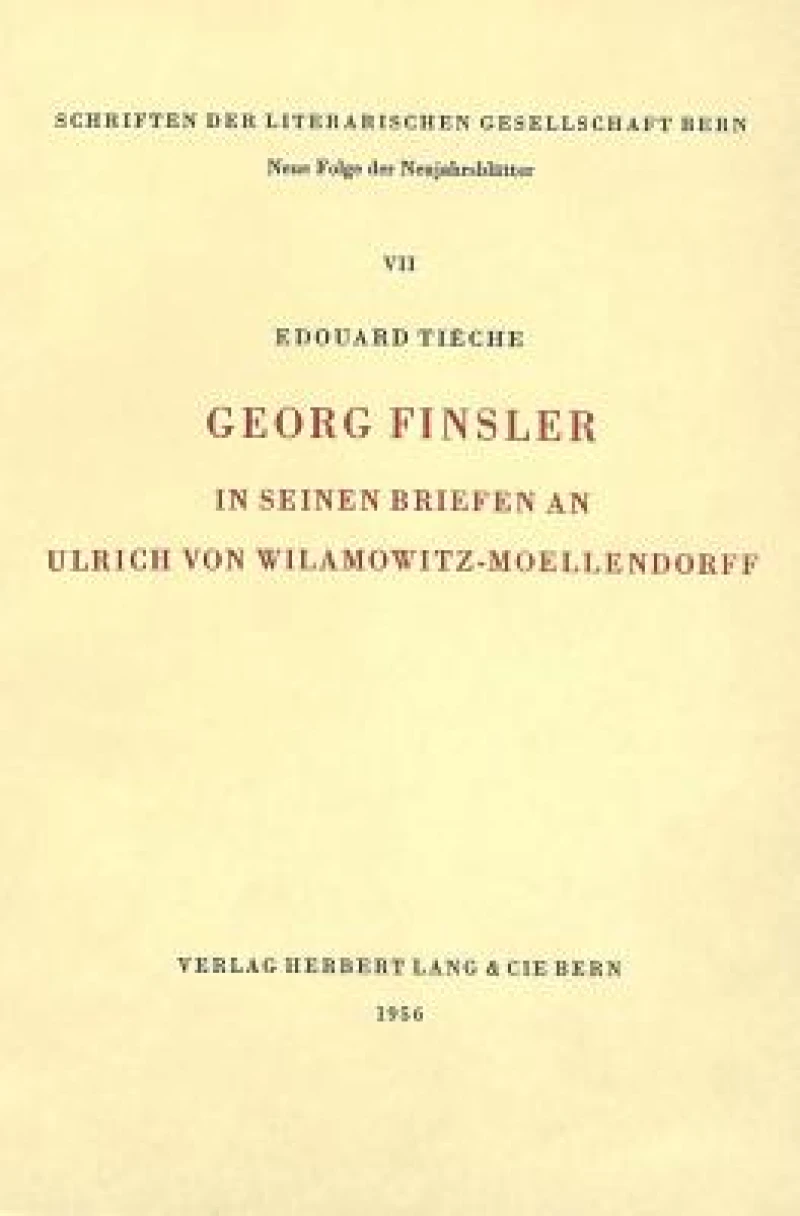 Georg Finsler in seinen Briefen an Ulrich von Wilamowitz-Moellendorff