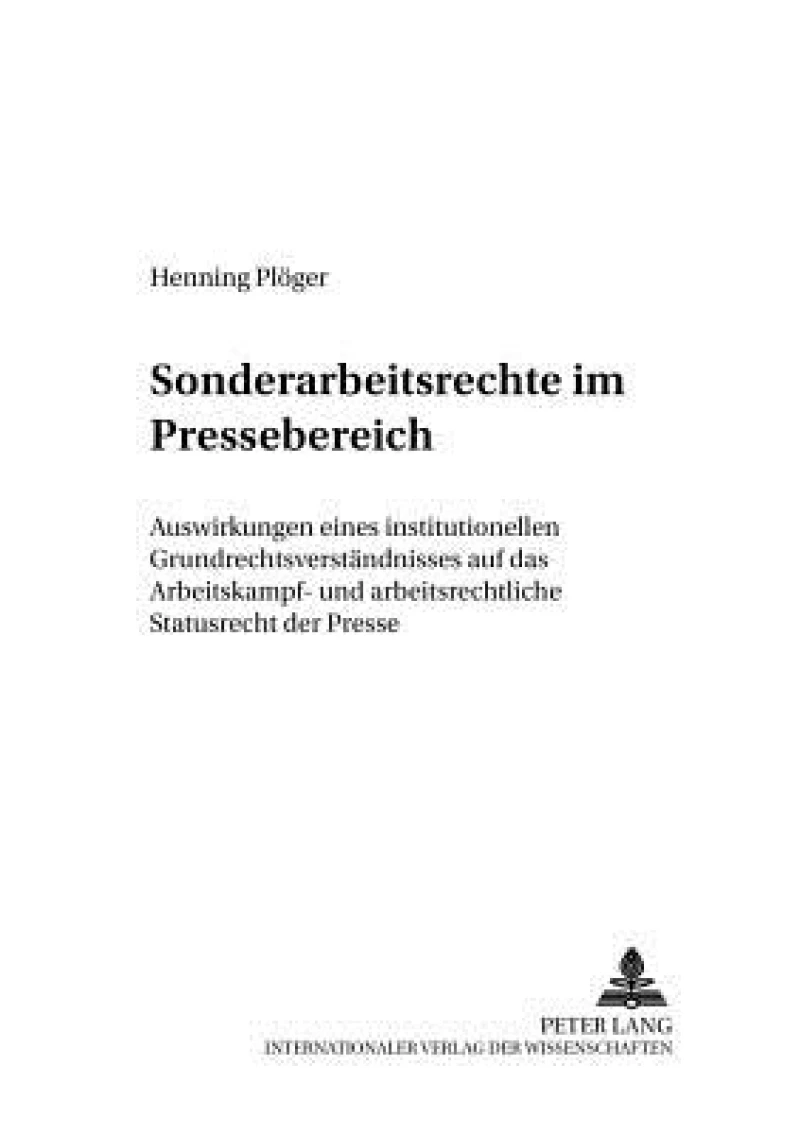 Sonderarbeitsrechte Im Pressebereich