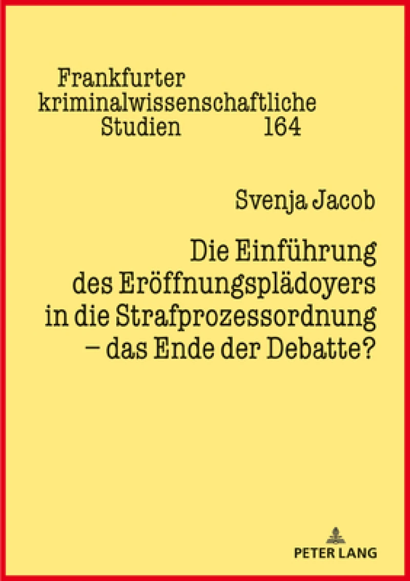 Die Einfuehrung des Eroeffnungsplaedoyers in die Strafprozessordnung - das Ende der Debatte?